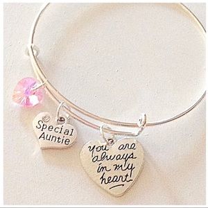 Personalized Special Auntie Silver Bangle Bracelet